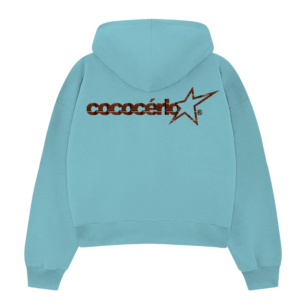 ZIP UP HOODIE - SKY BLUE // CHOCOLATE