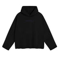 DISTRESSED HOODIE - BLACK // BLUE EMBROIDERY