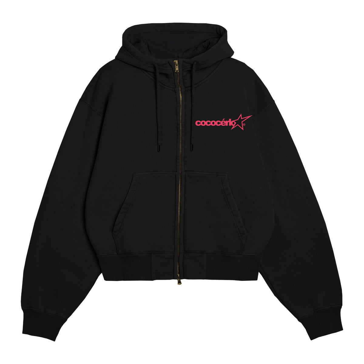 ZIP UP HOODIE - BLACK // NEON PINK