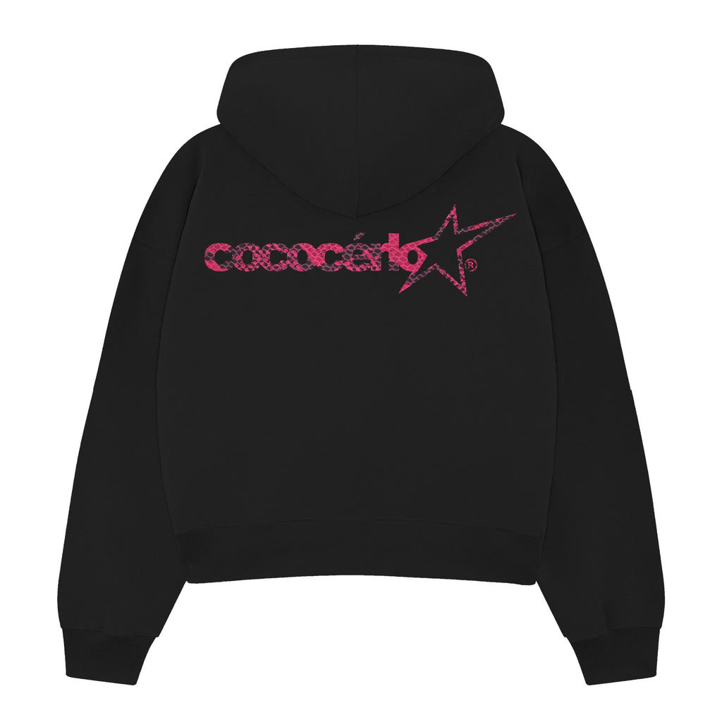 ZIP UP HOODIE - BLACK // NEON PINK
