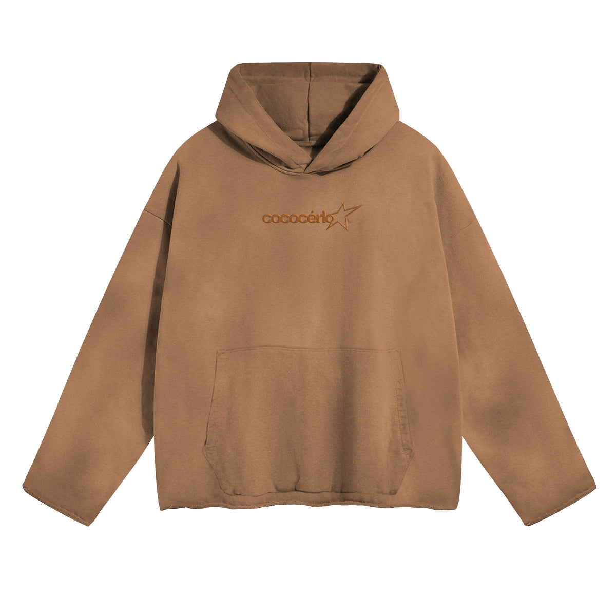 DISTRESSED HOODIE - CHOCOLATE // BROWN EMBROIDERY