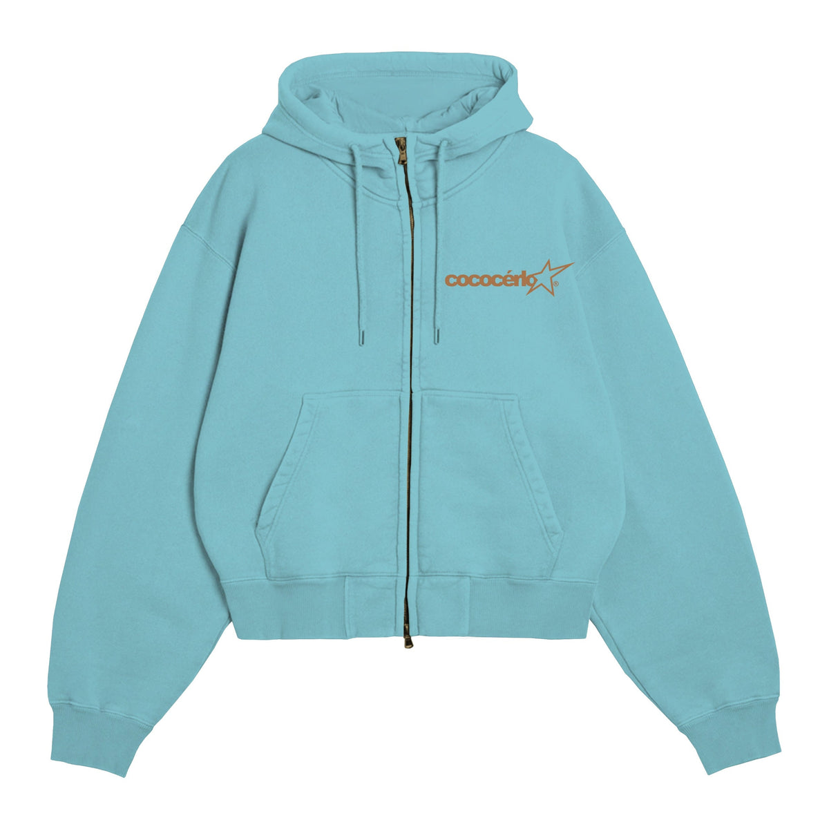 ZIP UP HOODIE - SKY BLUE // CHOCOLATE