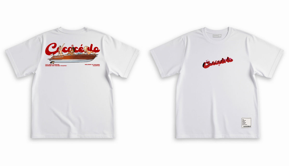GRAPHIC TEE - BOATS IN BIKIBI BOTTOM WHITE